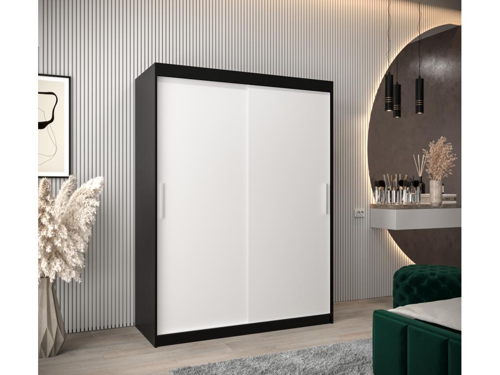 Armario Nestleano de puertas correderas 200/150/62 2 puertas negro/blanco