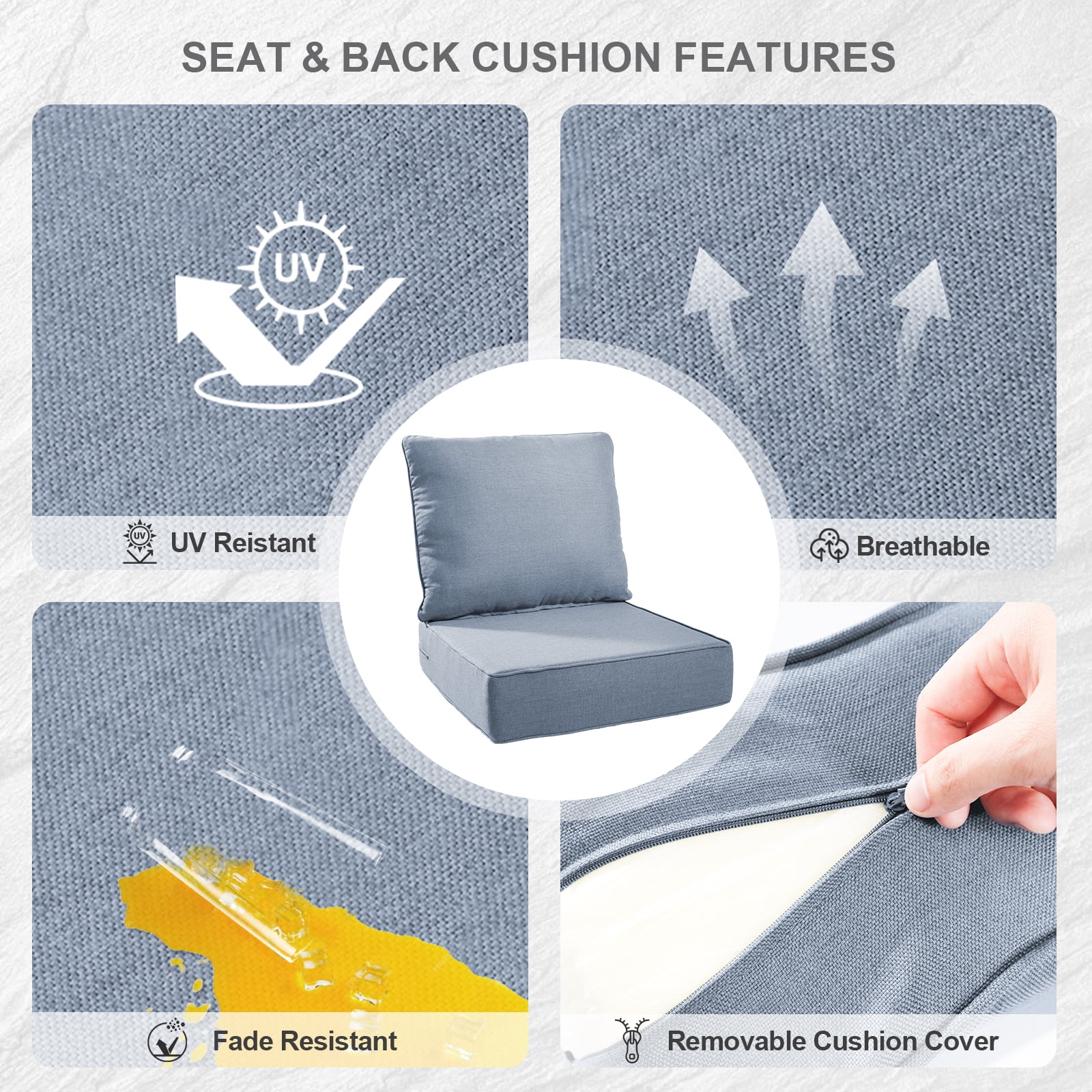 Bellefurn Outdoor Deep Seat Cushion 24 X 24 X 6 inch for Patio Furniture,Outdoor Chair Cushions Waterproof & Fade Resistant Patio Furniture Cushions for Wicker Chair, Sofa, Couch - Image 66