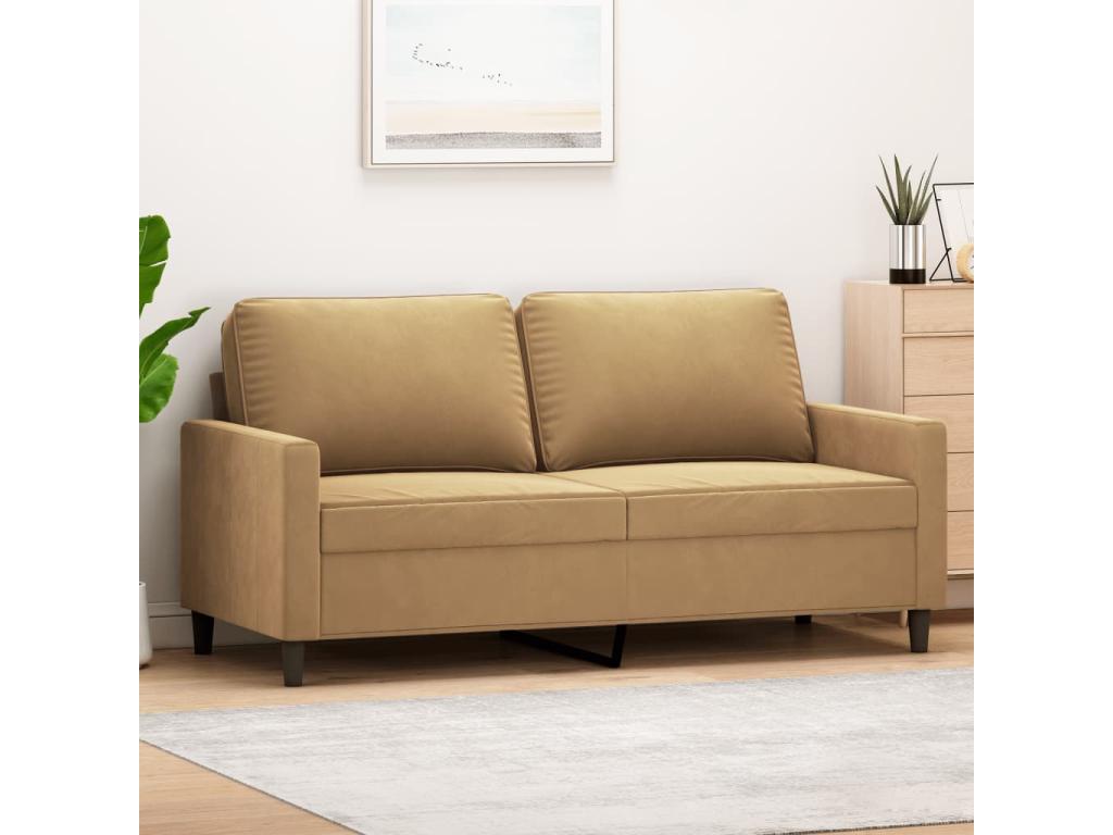 Sofá de 2 plazas terciopelo marrón 140 cm