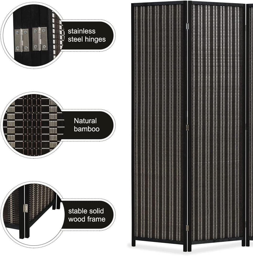 JOSTYLE 4-Panel Room Divider 6ft Tall Extra Wide Folding Privacy Screen with Diamond Double-Weave Divider for Room Separation Freestanding Red Brown - Image 24