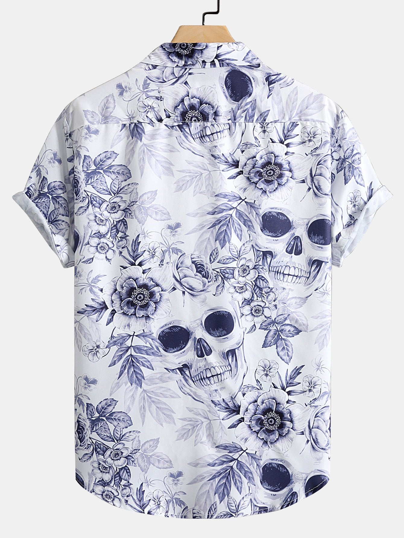 Skull Floral Print Button Up Shirt