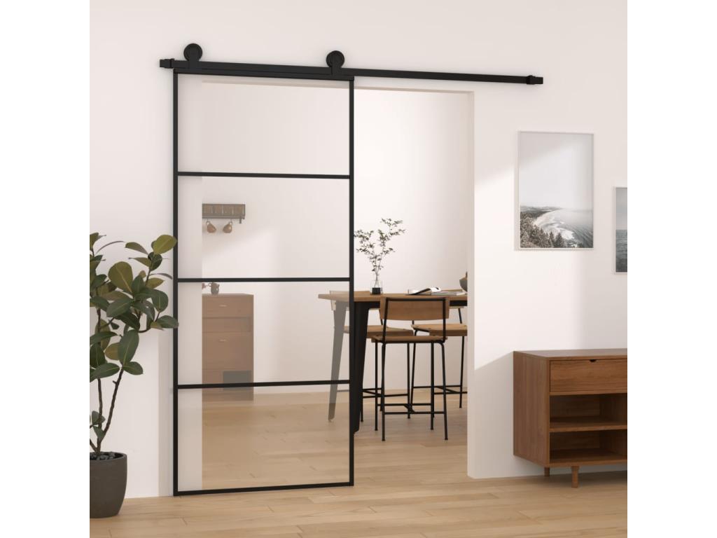 Puerta corredera con kit de herrajes 90x205 cm cristal ESG