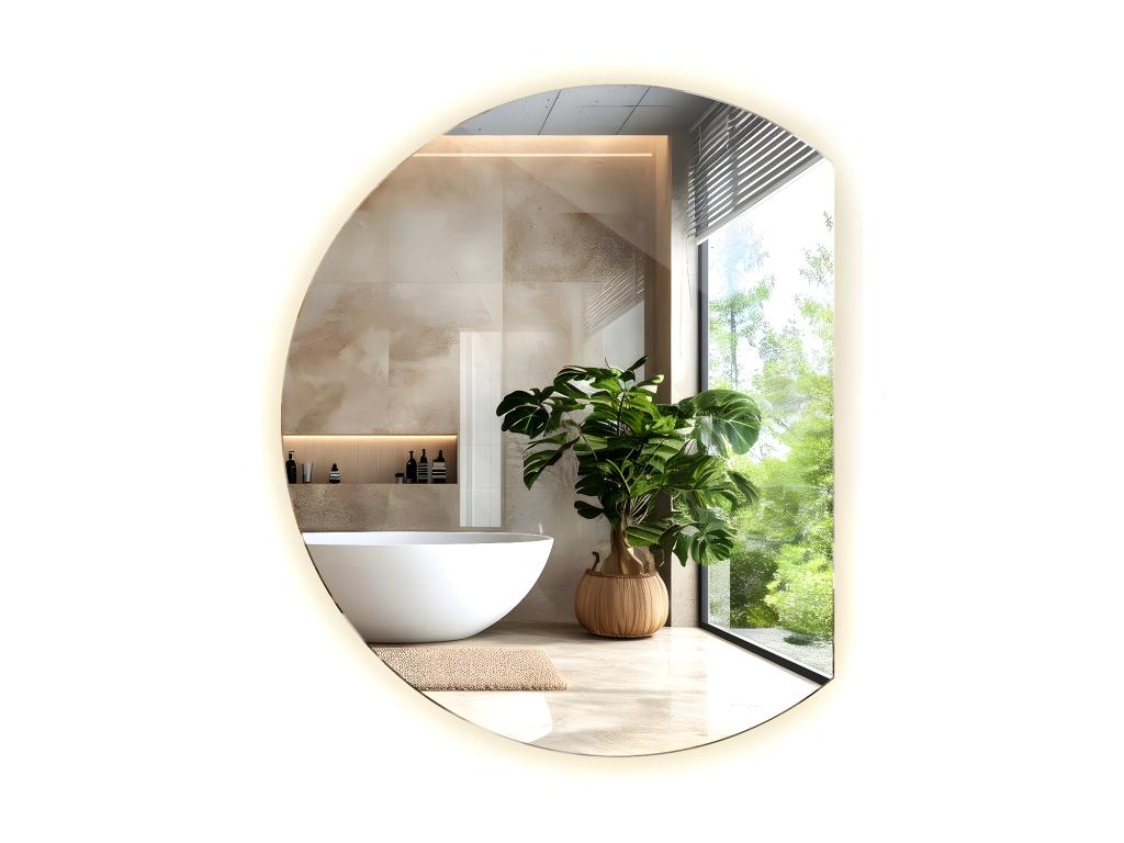 Espejo LED de Corte Redondo, Espejo LED Iluminado para Maquillaje y Rostro - 70 cm - Luz Neutra