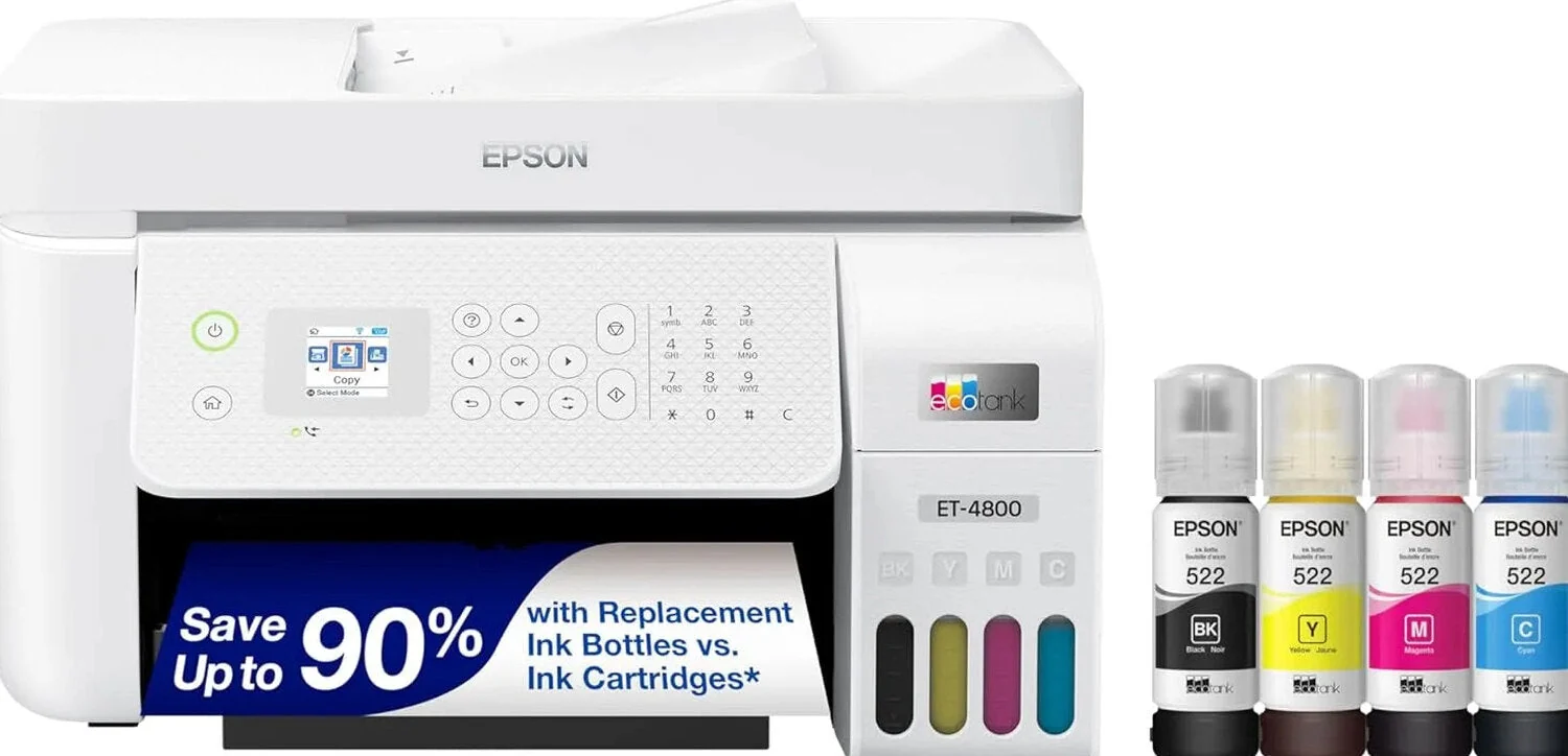 Epson EcoTank ET-4800 Wireless All-in-One Inkjet Printer, White - ET-4800 Epson EcoTank ET-4800 Wireless All-in-One Inkjet Printer, White - ET-4800