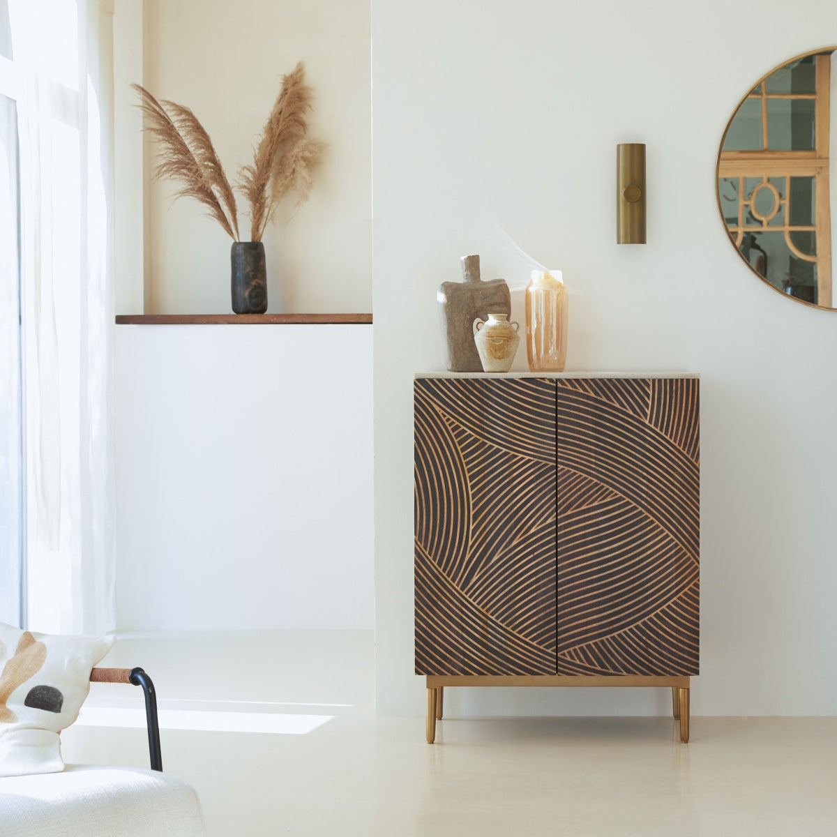 Tikamoon - Bilal - Dressoir van massief mangohout en terrazzo 80 cm