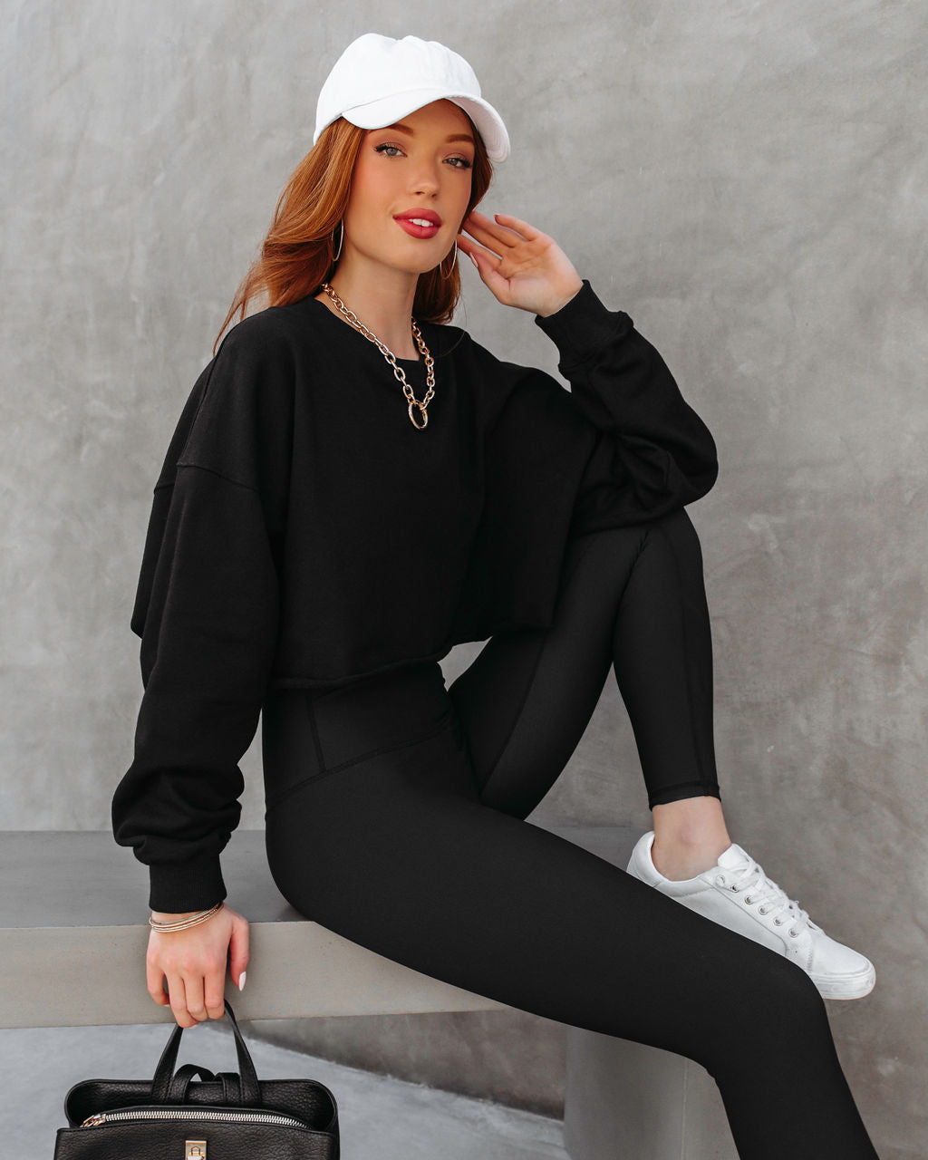 Janice Cotton Long Sleeve Top - Black - Se7enfashion