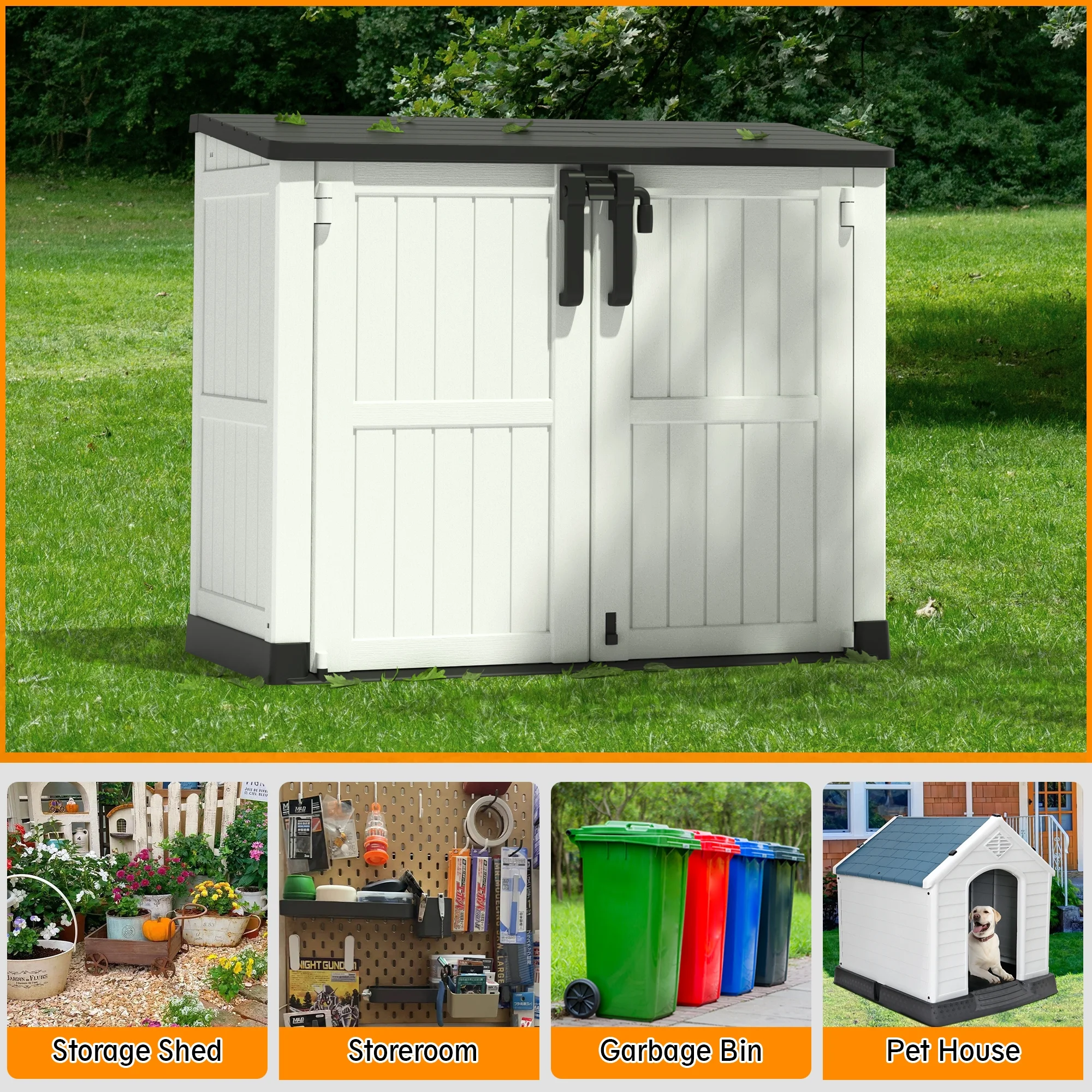 Bifanuo Outdoor Resin Storage Shed 34 Cu.ft Garden Storage Extra Large Capacity Weather Resistant Storage Box, Lockable Resin Waterproof Shed for Bike, Lawnmowe, Garden Tools - Image 3