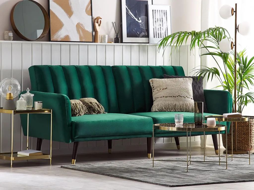 Sofá cama Decoencanto Verde esmeralda Terciopelo