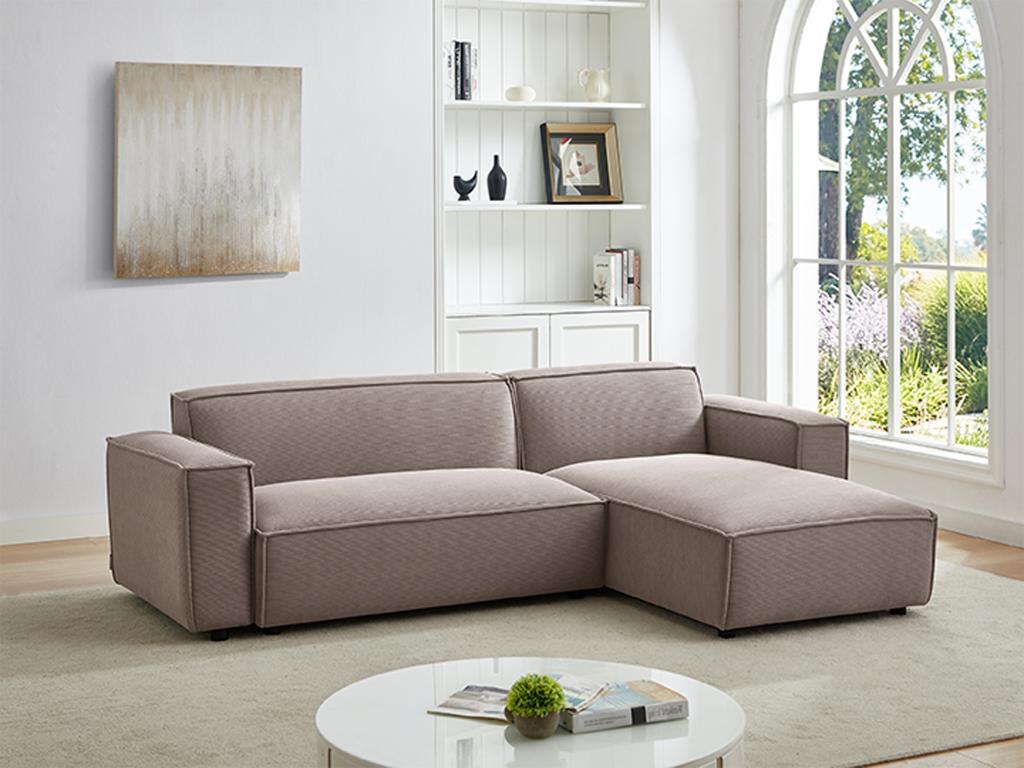 Sofá esquinero reversible de terciopelo de pana - gris