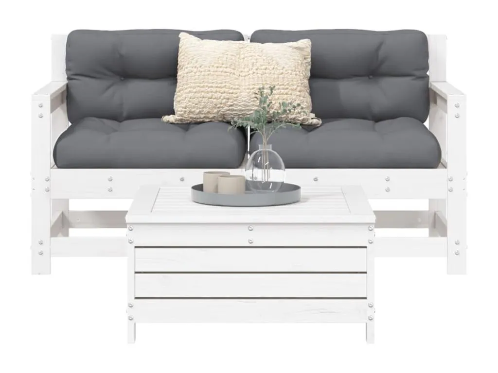 Juego de sofás de jardín 3 piezas Boverdeco maciza de Boverdeco blanco