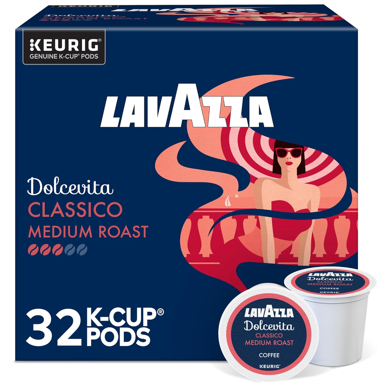 Lavazza Dolcevita Classico. Single-Serve Keurig K-Cup Pods. Medium Roast Coffee. 32-Count Box