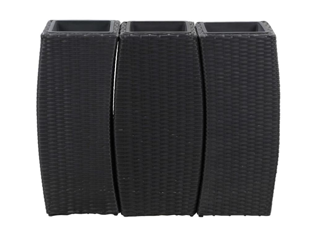 Decoratodo levadas 3 piezas Resina mimbre Negro