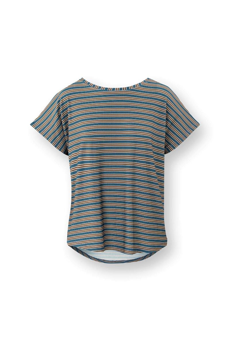 Tatum Short Sleeve Top Kente Stripe Blue