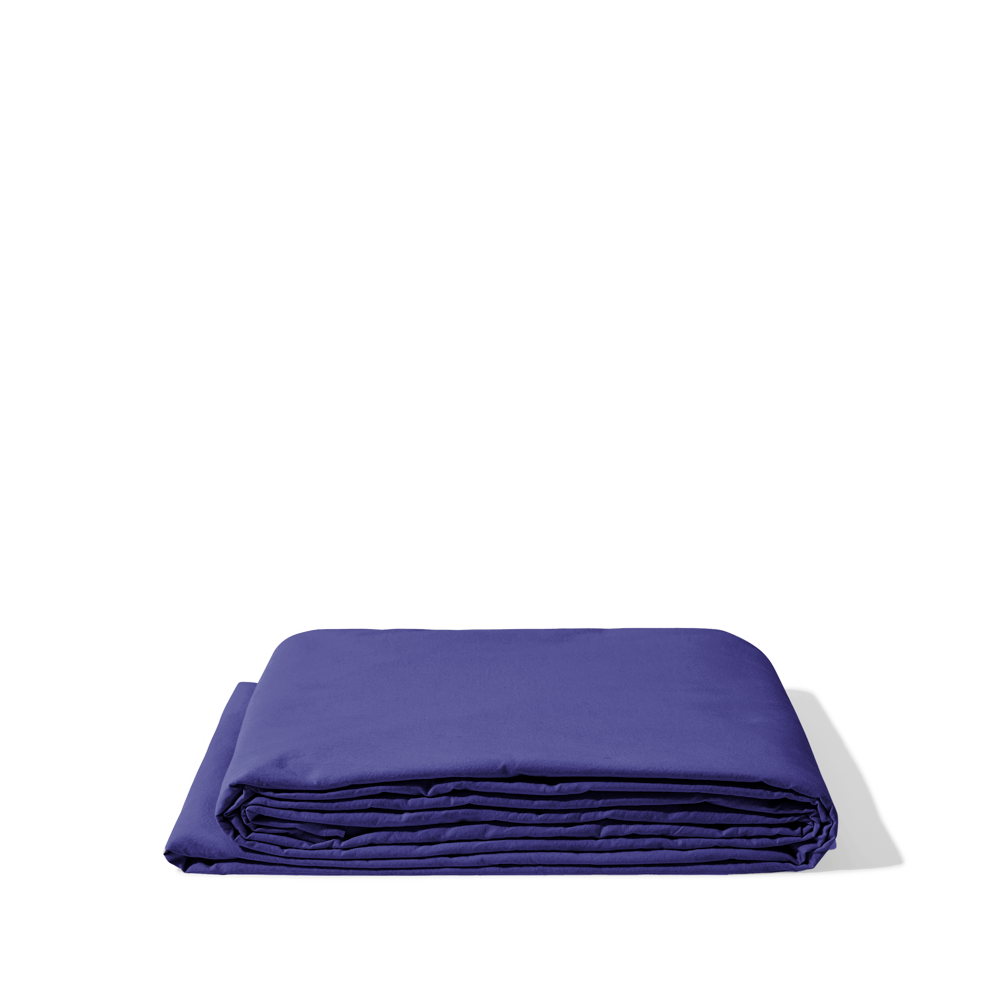 Drap plat en percale de coton - Bleu Néon