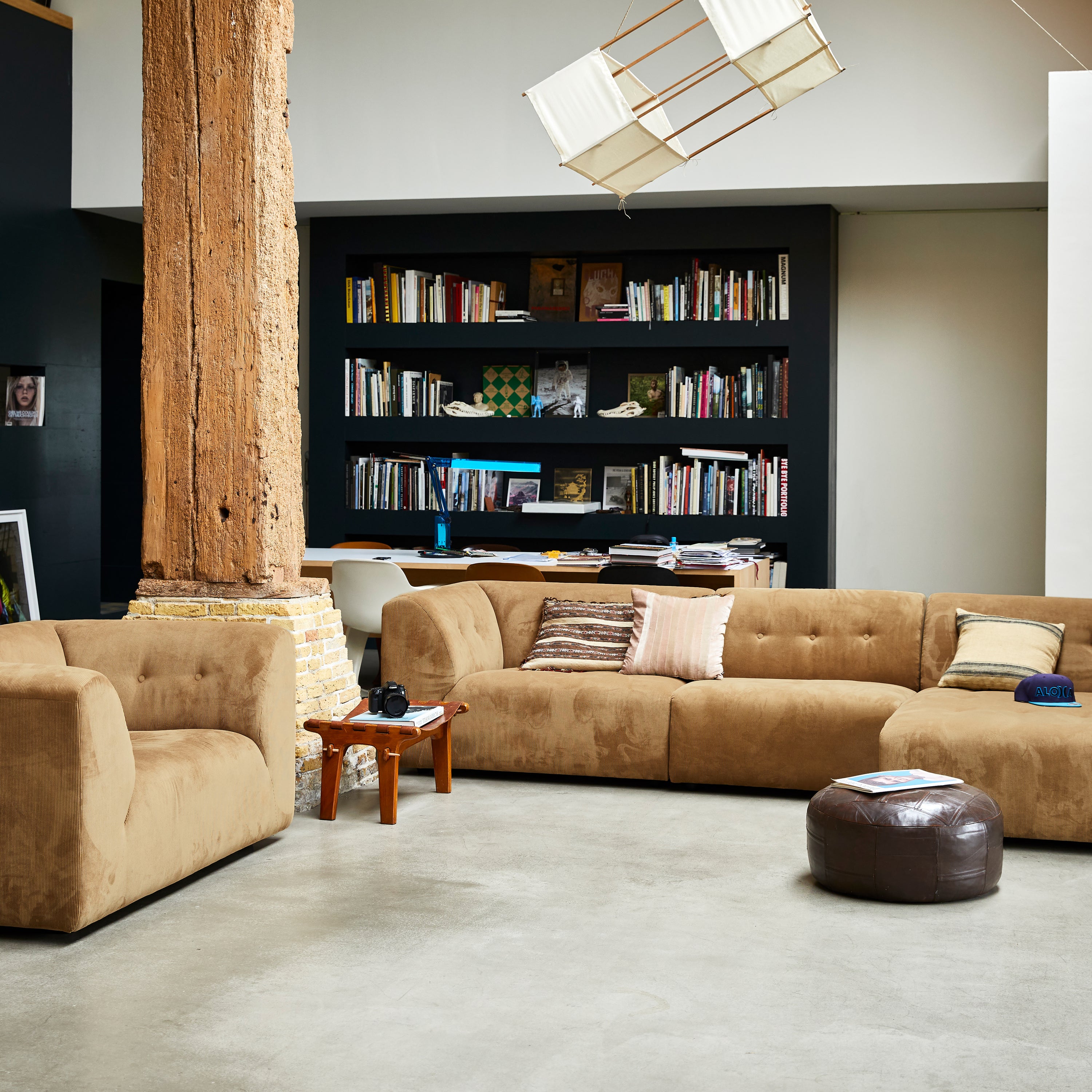HKliving Vint Bank Element - 1,5-zitsbank Rechts - Corduroy Rib - Brui