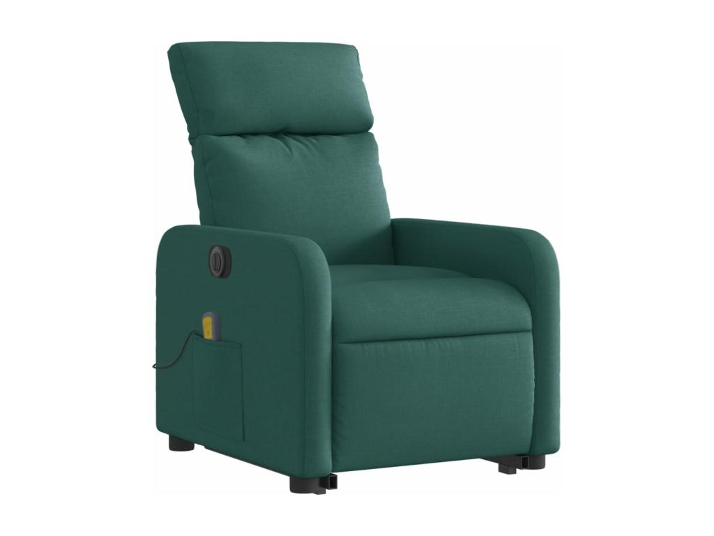 Sillón masaje eléctrico reclinable elevable tela verde oscuro