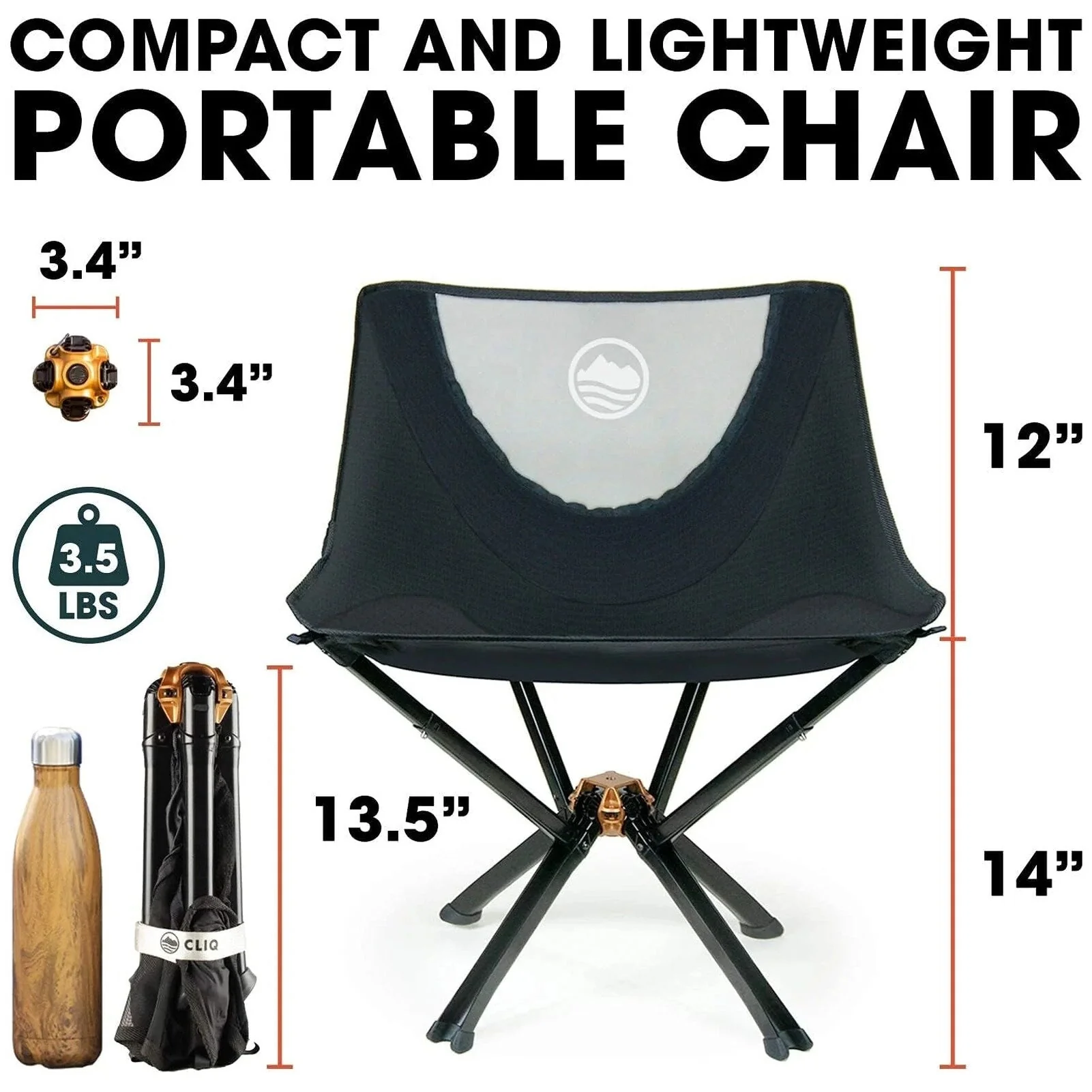CLIQ Portable Folding Camping Chair, Black, 1 Pack, 300 Lbs - CC01 - Image 9 CLIQ Portable Folding Camping Chair, Black, 1 Pack, 300 Lbs - CC01 - Image 9