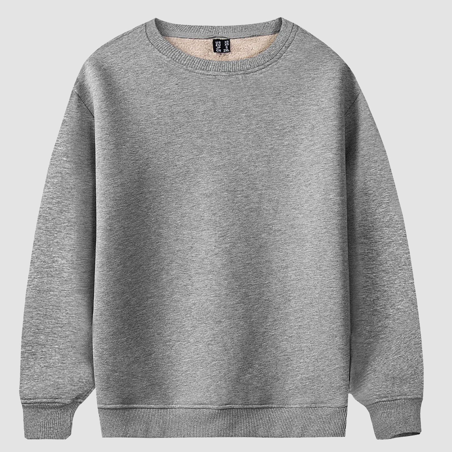 Men's Fleece Lined Sweatshirts Pullover Basic Tops Warm Crewneck Winter Sweater Underwear