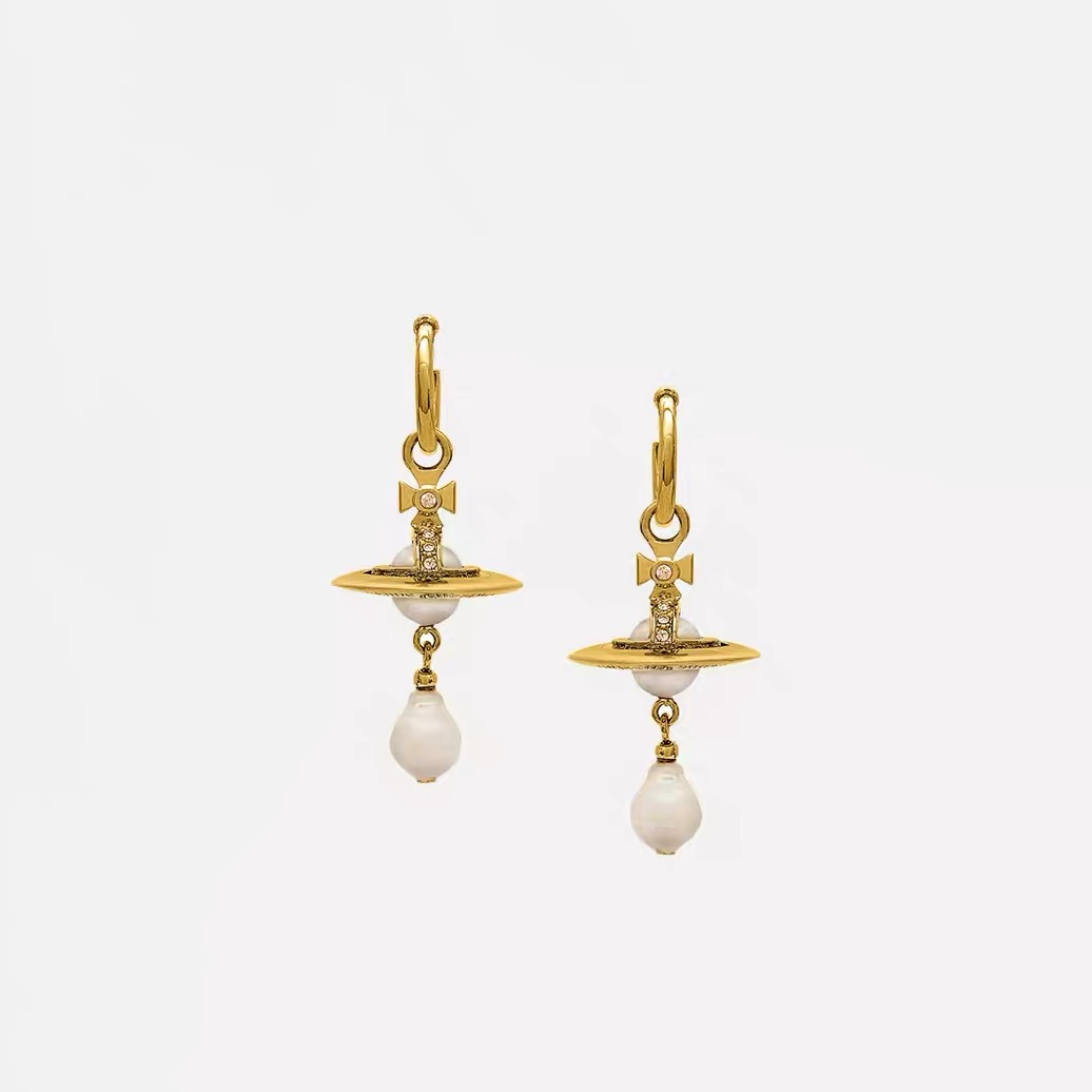 Vivienne Westwood Baroque Pearl Drop Saturn Earring - Original Replica Club
