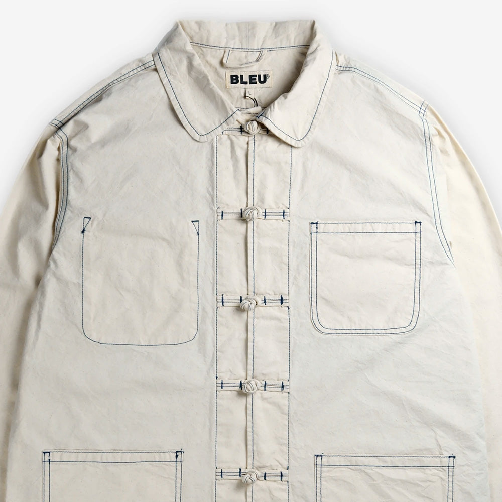 Bleu - Veste Shanghai Contrast Stitch - Blanc et Bleu