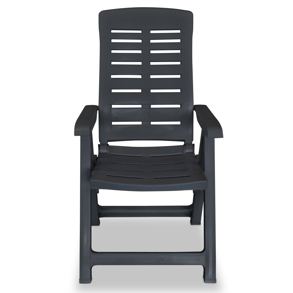 vidaXL Reclining Patio Chairs Outdoor Stack Dining Chair with Armrest Plastic - Image 54