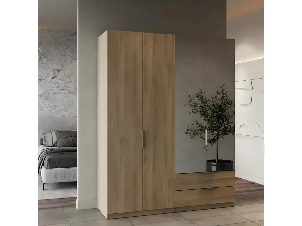 Armario 4 puertas 2 cajones y 2 espejos Alkifurniturees - L157.3 cm RTEK60509