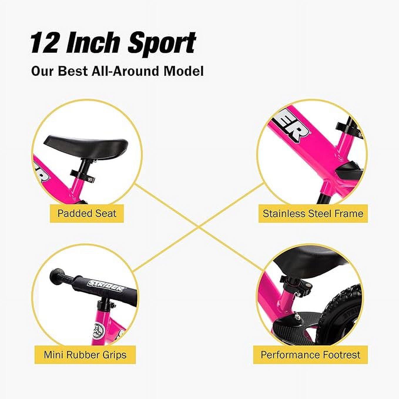 Strider - 12 Sport Balance Bike. Ages 1 to 4 Years - Pink - Image 3