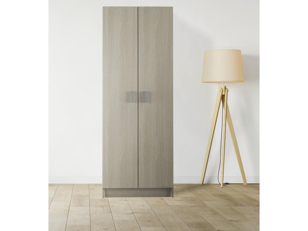 Armario multifunción Cozovis - Armario auxiliar de 2 puertas - Zapatero con 3 baldas - Zapatero alto moderno - 59x37h180 cm - Roble