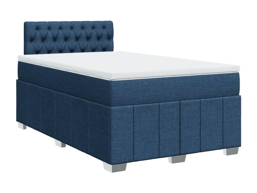 Cama box spring con colchón tela azul 120x190 cm dqt3523151