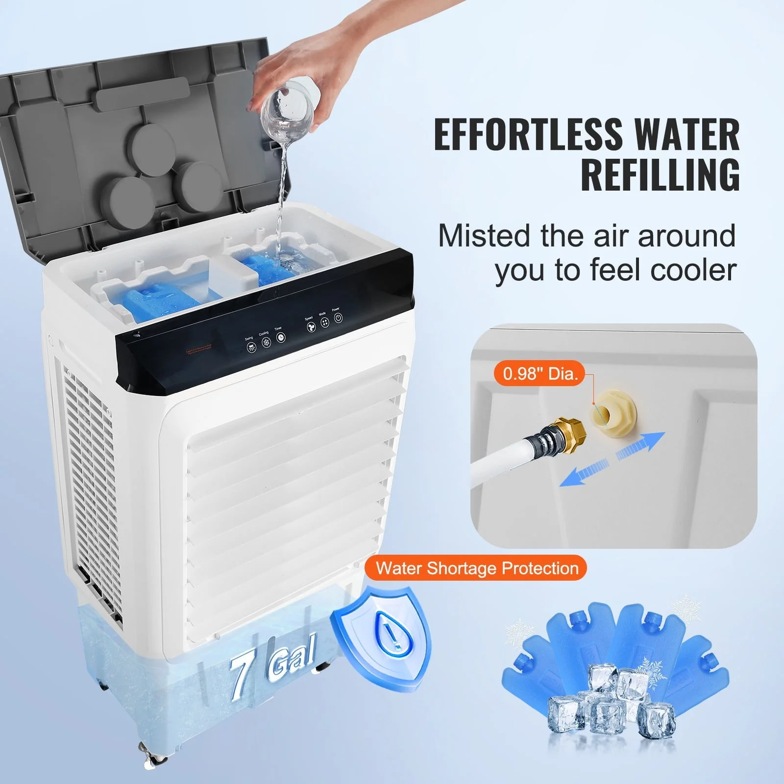 BENTISM Evaporative Cooler Swamp Cooler 3-in-1 2100 CFM 7 Gal 12h Timer Air Humidifier - Image 4