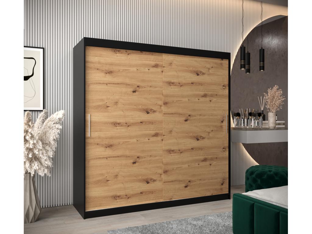 Armario TOKYO de puertas correderas 200/200/62 2 puertas (negro/artisan)