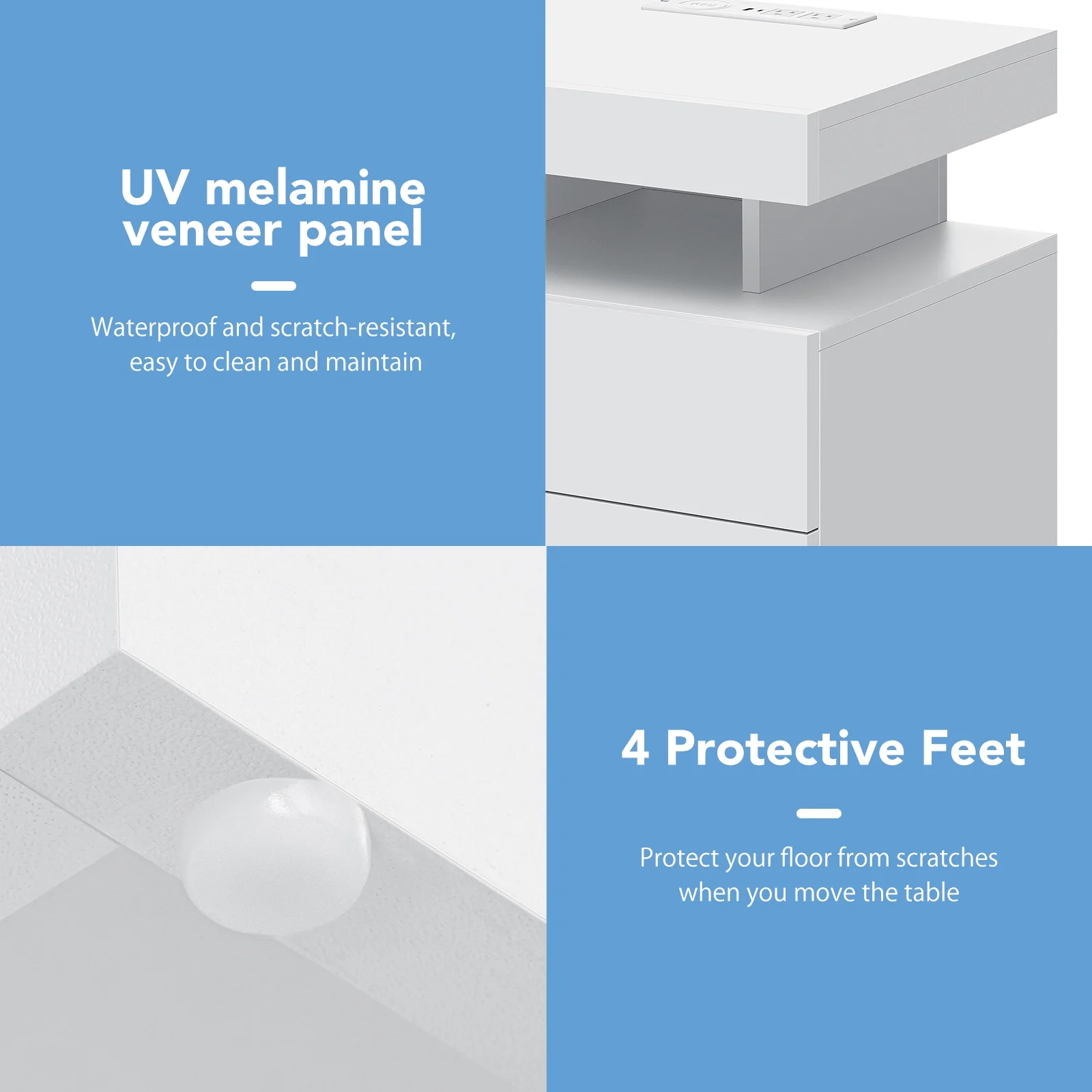 Hommpa LED Nightstand Wireless Charging Station USB Type C Outlets Bedside Table 3 Drawers Black Night Table Modern Smart Nightstand High Gloss End Side Table for Bedroom Furniture 26.8" Tall - Image 40