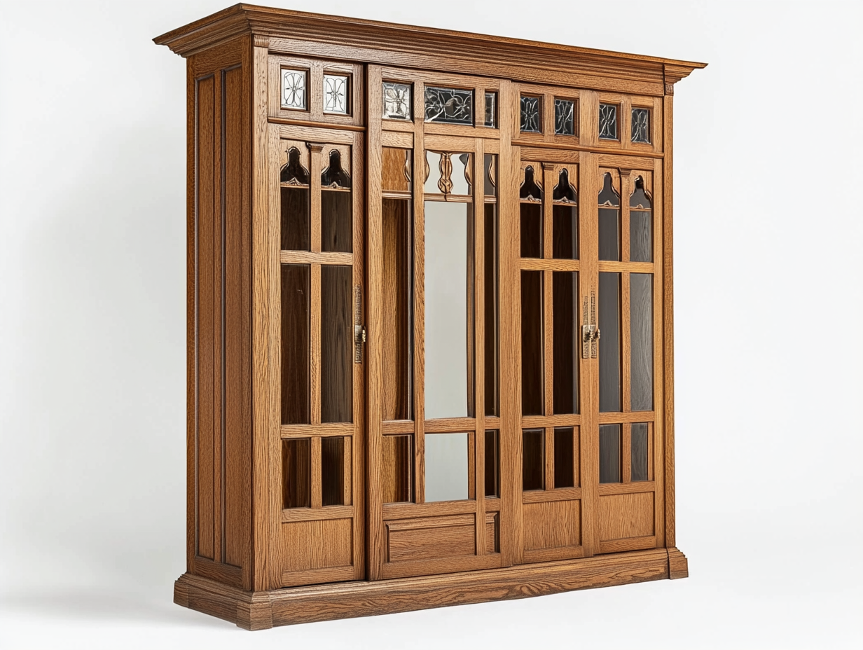 Armario de madera de roble estilo clásico para salón 200x150x50 cm - marrón
