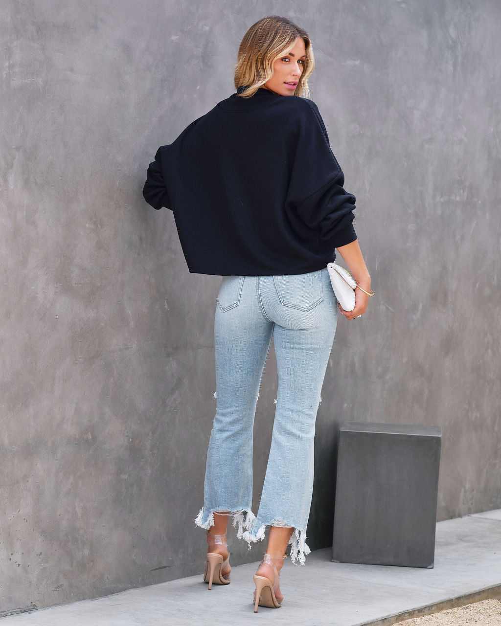 Savannah Lace Up Hooded Pullover Sweater - Black - FINAL SALE - Se7enfashion