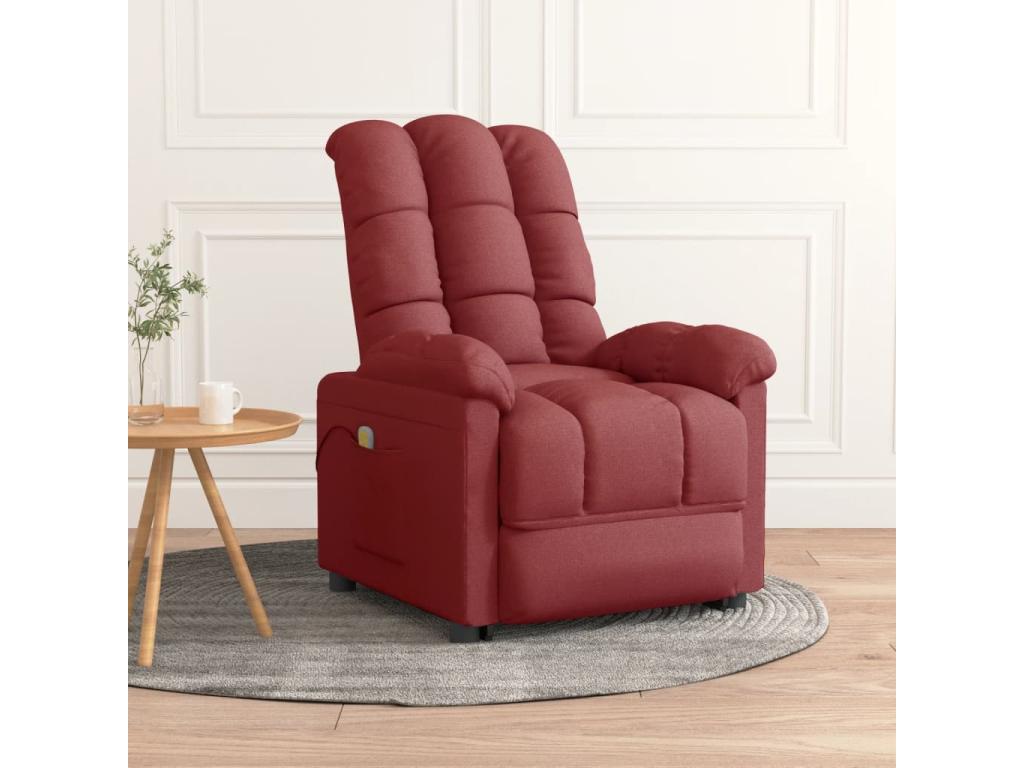 Sillón de masaje de tela rojo tinto