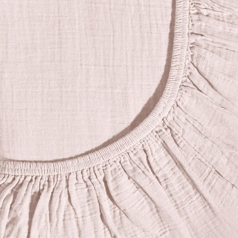 Drap-housse en gaze de coton - Rose de Bagatelle