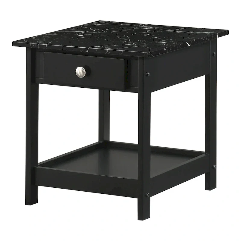 Denhour DH BASIC 4-Piece Open-Shelf Coffee Table Set with Drawer in Transitional Rubberwood