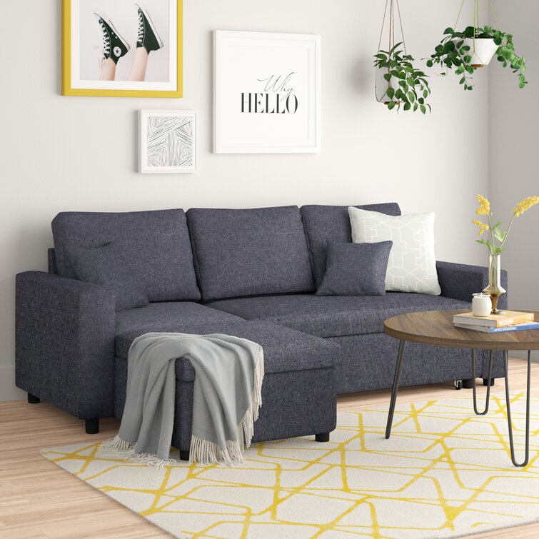 WAYFAIR Vernita 87"? Wide Linen Reversible Sleeper Sofa & Chaise