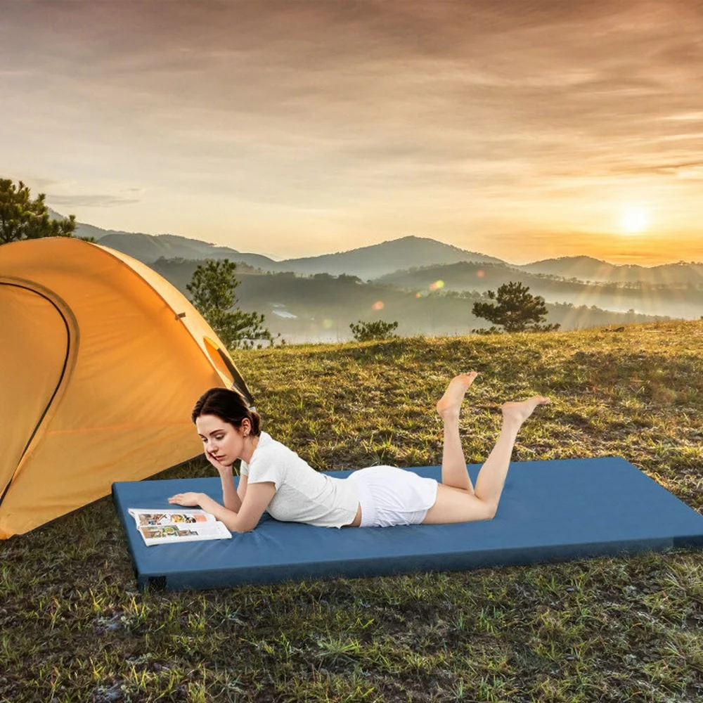 Spaco Foldable Camping Mattress with High Density Foam Cushion and Anti-slip Bottom, Air Mattresses & Sleeping Bags for Outdoor as Garden, Yard, Navy - Image 6