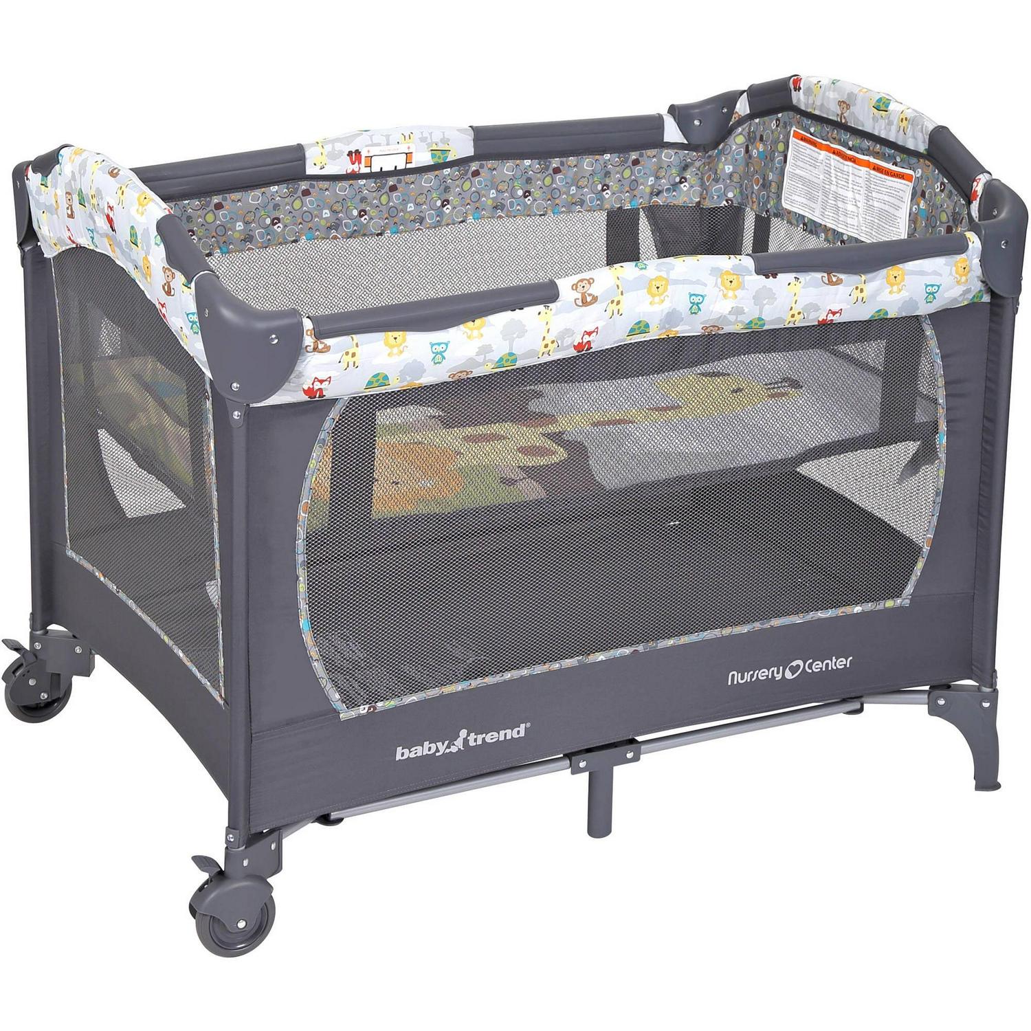 Baby Trend Nursery Center Playard with Toy Mobile. Tanzania Grey - Image 3