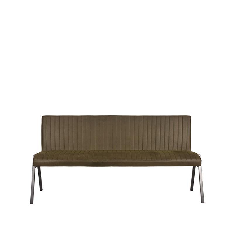 LABEL51 - Eetkamerbank Matz 175 cm - Army Microvezel - Zwart Metaal