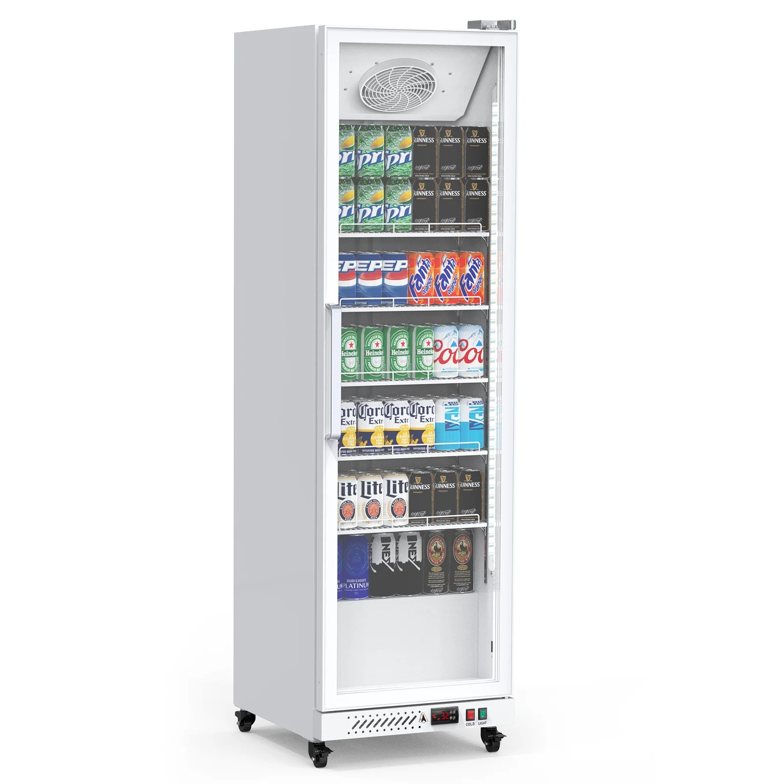 Garvee Commercial Refrigerator,12.4 Cu.ft Display Fridge Merchandiser Upright Beverage Cooler,Single Glass Door Fridge with Adjustable Shelves & LED Lighting,Black - Image 15