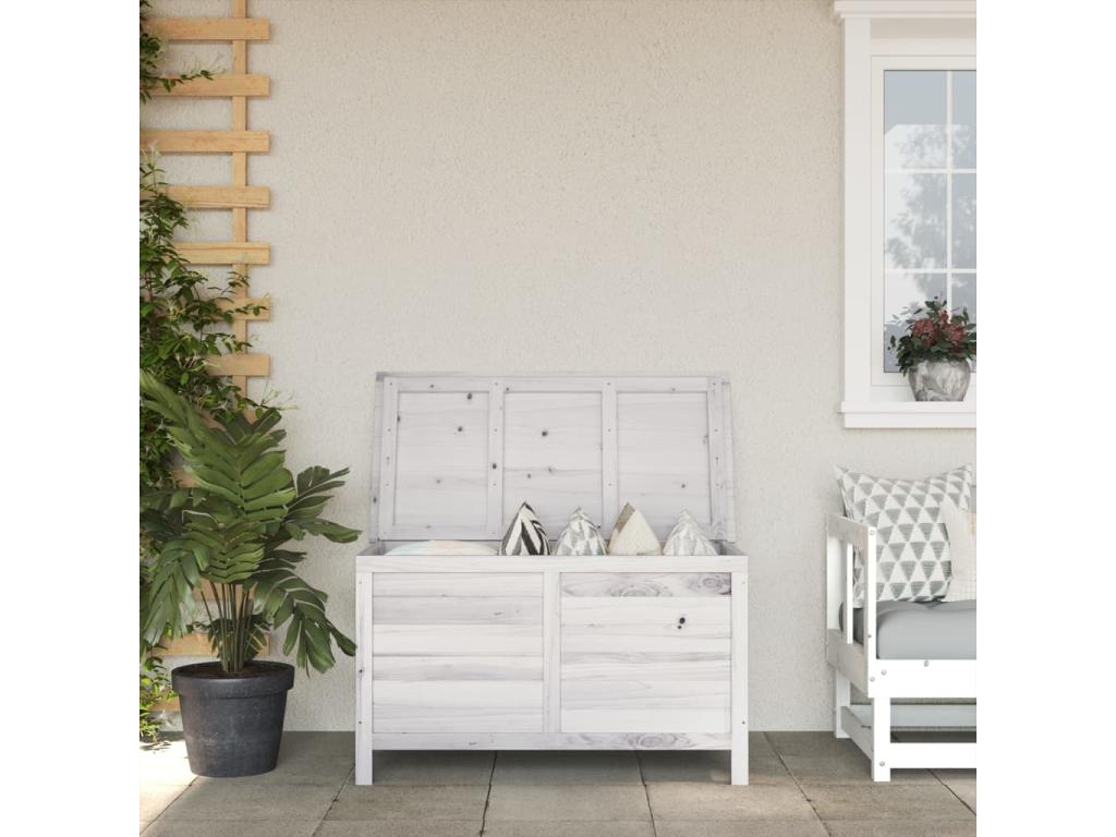 Arcón de jardín madera maciza abeto blanco 99x49,5x58,5 cm