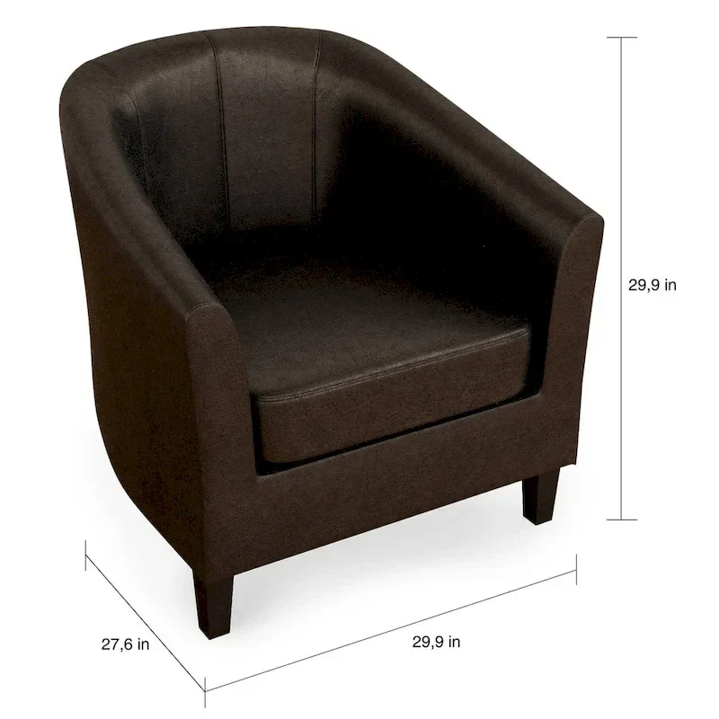 Modern Tub Accent Chair with Upholstered Seat and Wooden Legs