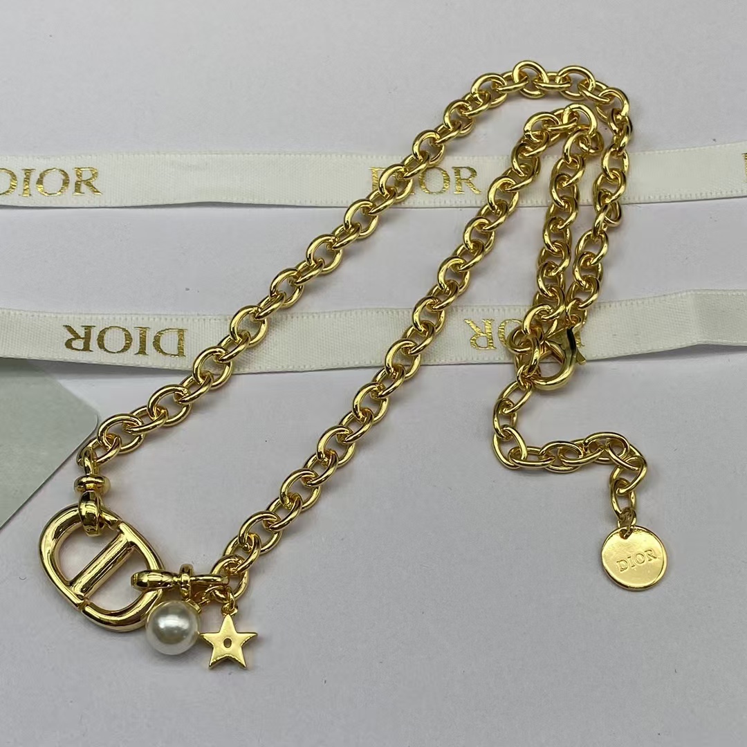 Dior CD Pendant with Star Pearl Charm Necklace - Original Replica Club