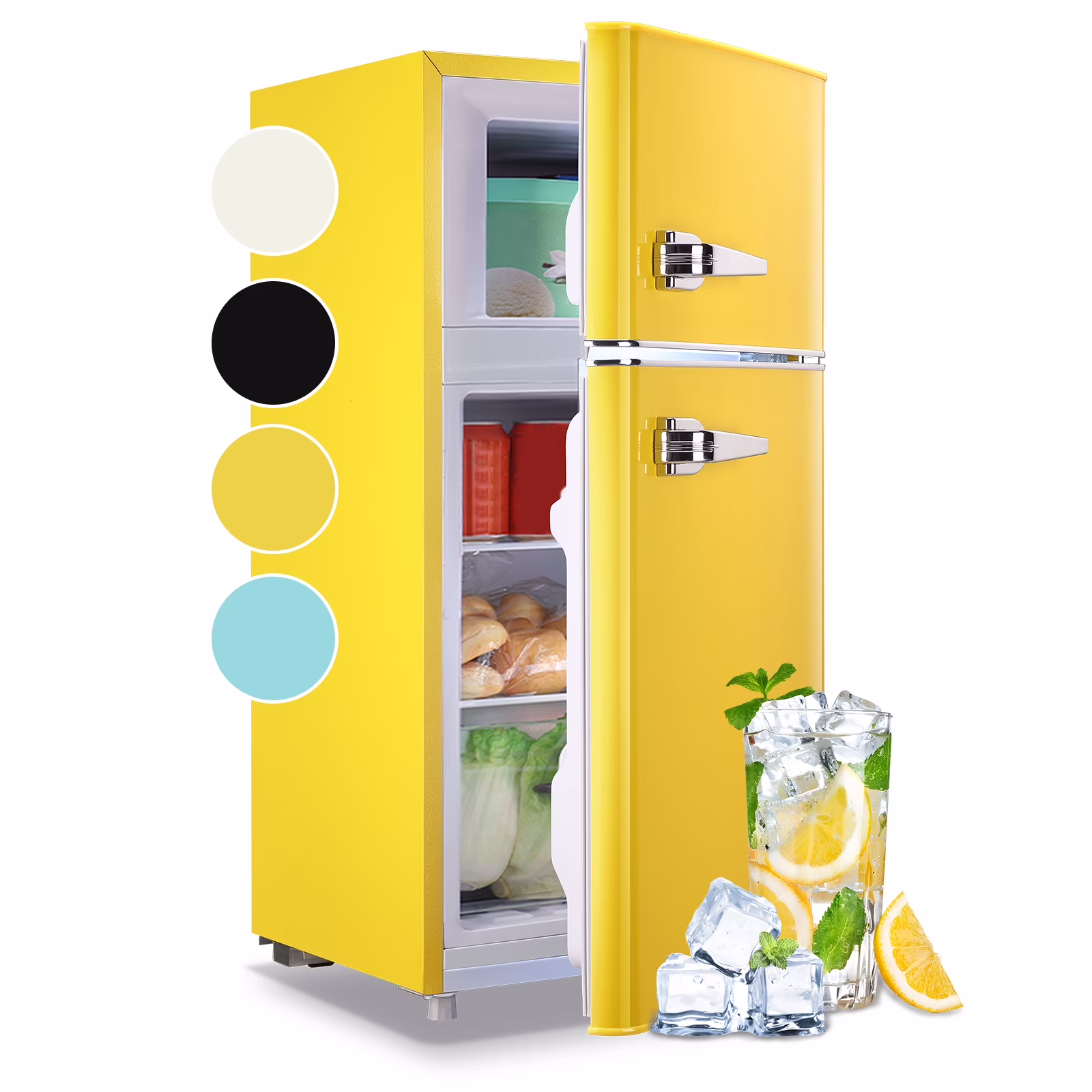 3.5 Cu.ft Compact Refrigerator WANAI Dual Doors Handles Mini Fridge with Top Freezer Blue New - Image 3
