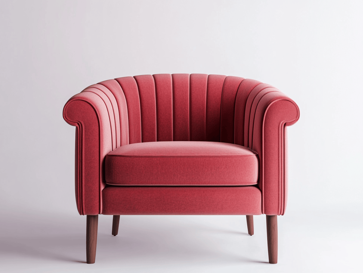 Sillón elegante y cómodo de una plaza con tapizado rojo y patas de madera 75x75x80 cm