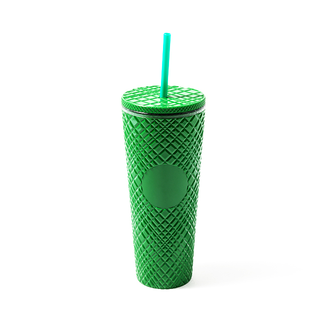 Insulated Plastic Tumbler Diamond Double Wall Drink Durian Cup