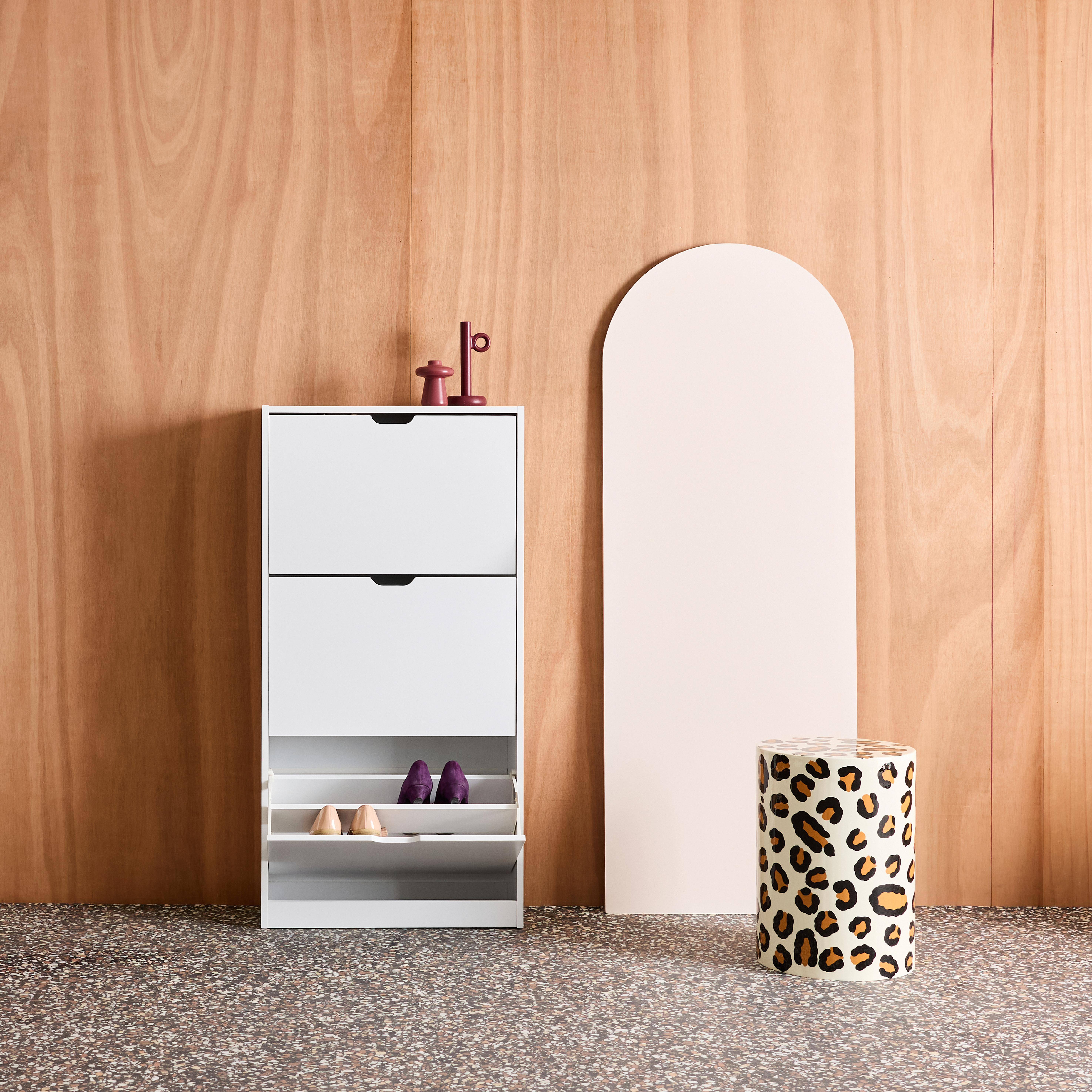 Shooz - Mueble zapatero decorativo de madera con 3 cajones