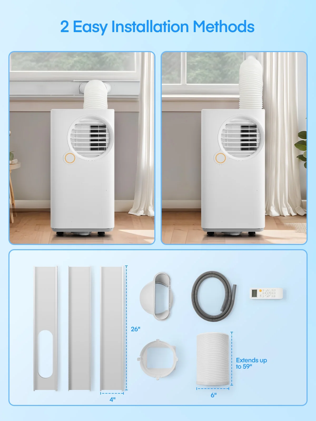 FOHERE 12000 BTU Portable Air Conditioner for Room Cooling and Heating, Covers up to 550 Sq. Ft, 4 IN 1 All Season AC Portable Air Conditioner with Remote Control and Window Kit, White - Image 20